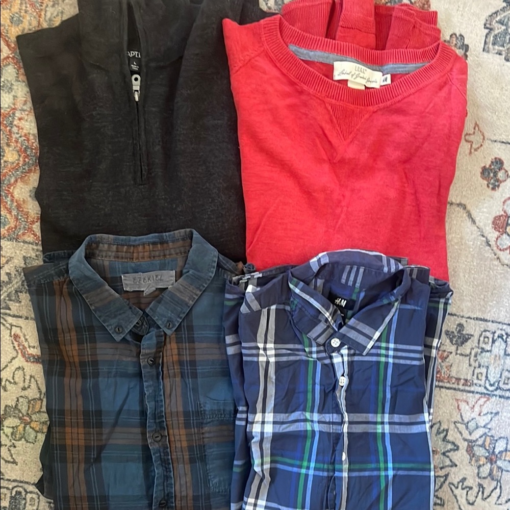 Men's Mixed Shirt Bundle - Black, Red, Blue Plaid